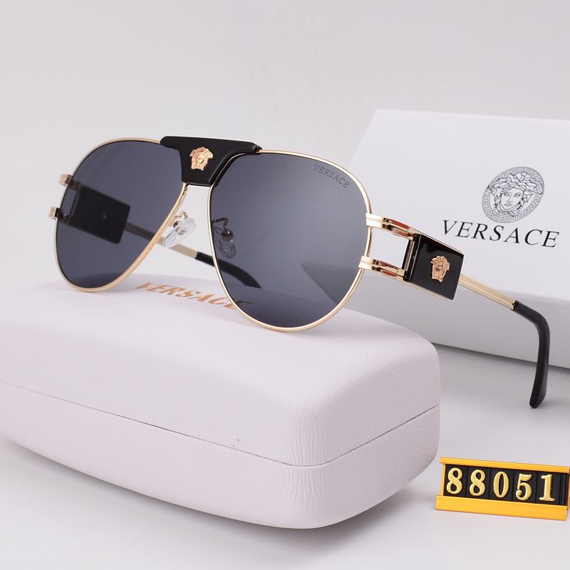 Versace Medusa Double Bridge Aviator Polarized Sunglasses