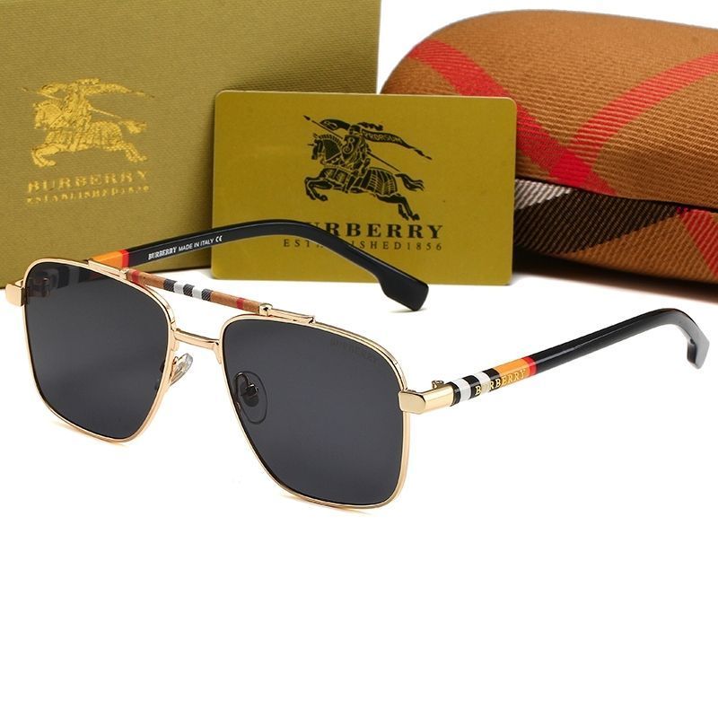 Burberry Check Double Bridge Square Polarized Sunglasses