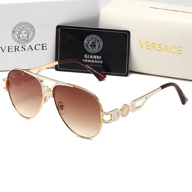 Versace Medusa Double Bridge Aviator Polarized Sunglasses
