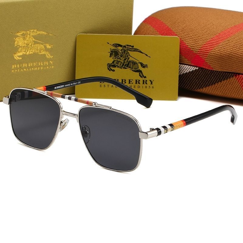 Burberry Check Double Bridge Square Polarized Sunglasses