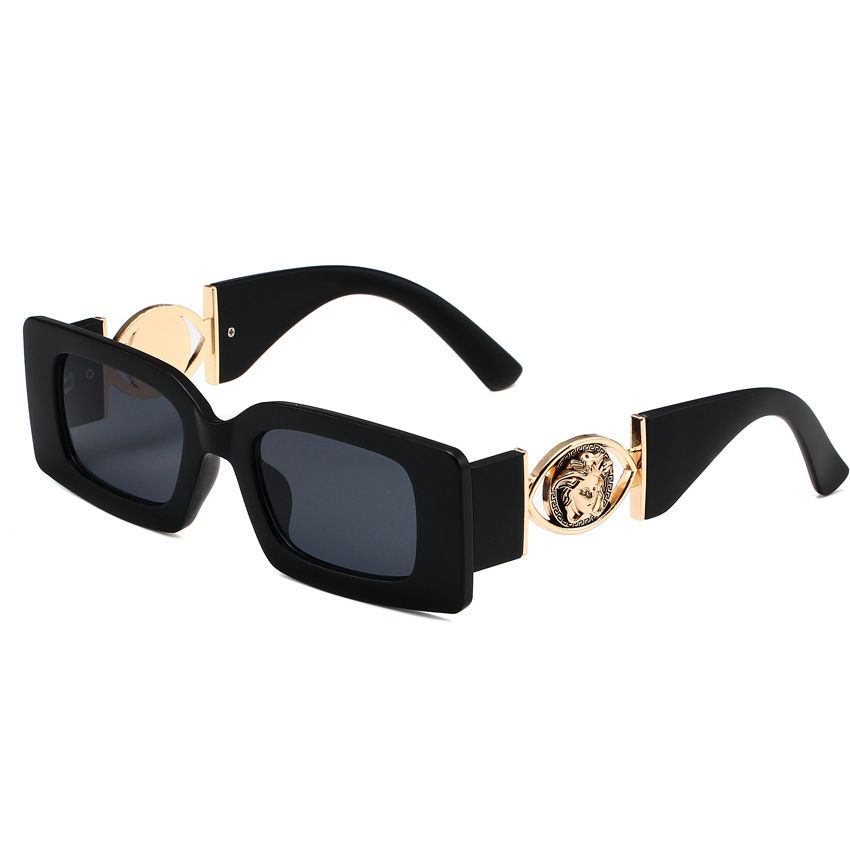 Versace Medusa Thick-Frame Rectangular Polarized Sunglasses