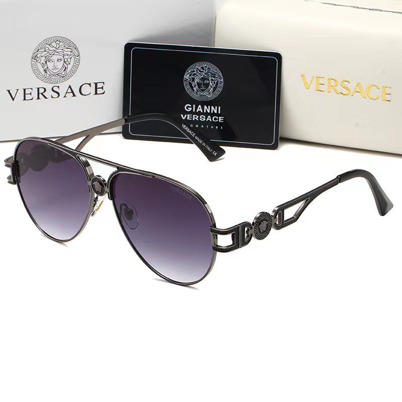 Versace Medusa Double Bridge Aviator Polarized Sunglasses