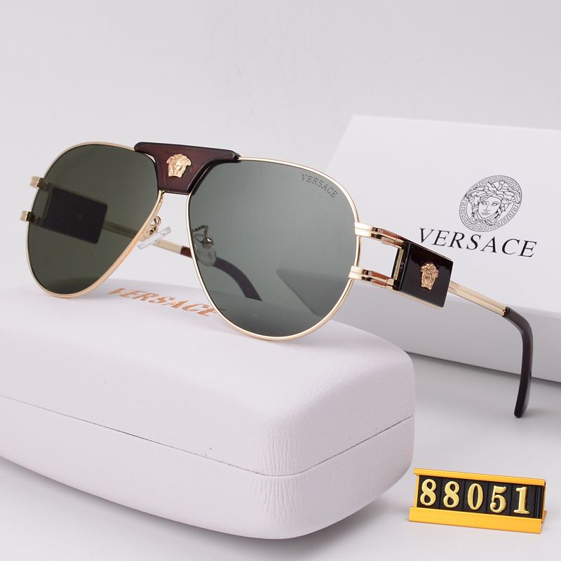 Versace Medusa Double Bridge Aviator Polarized Sunglasses