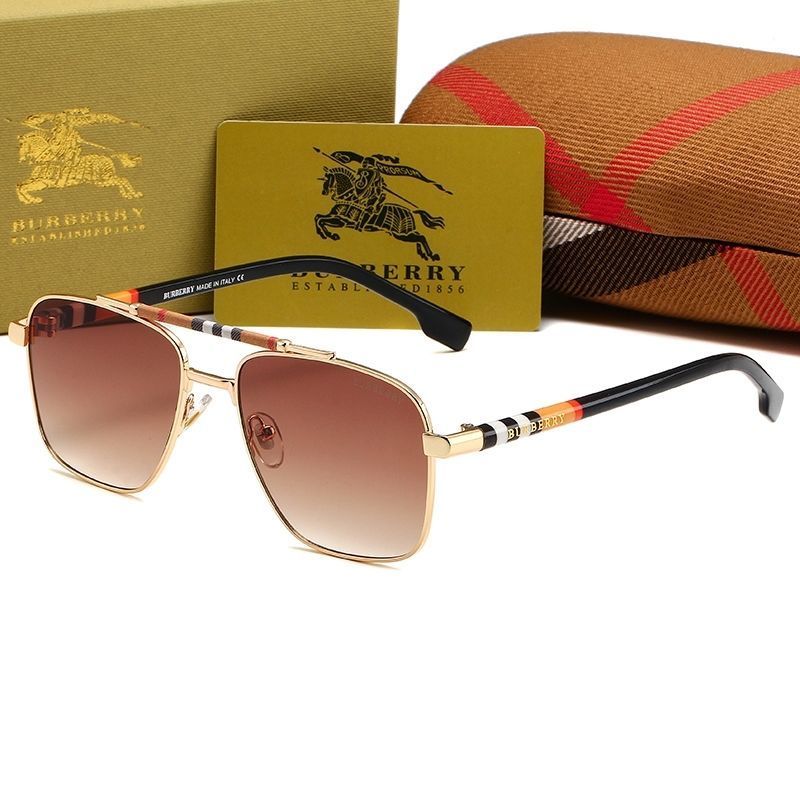 Burberry Check Double Bridge Square Polarized Sunglasses