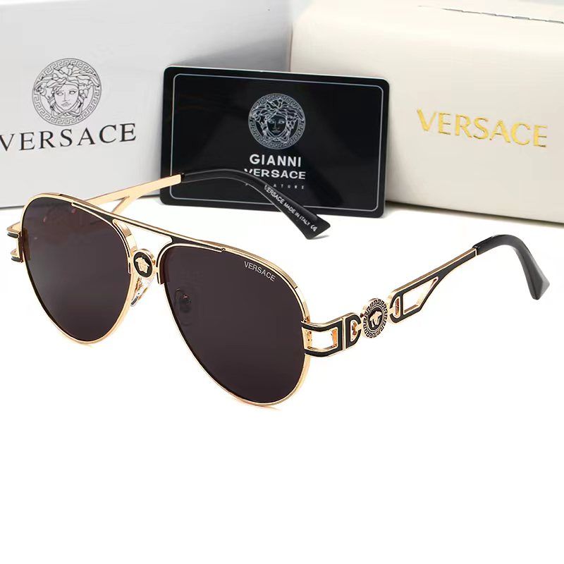 Versace Medusa Double Bridge Aviator Polarized Sunglasses