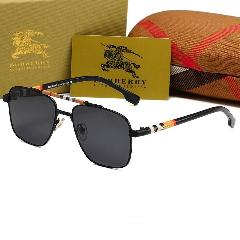 Burberry Check Double Bridge Square Polarized Sunglasses