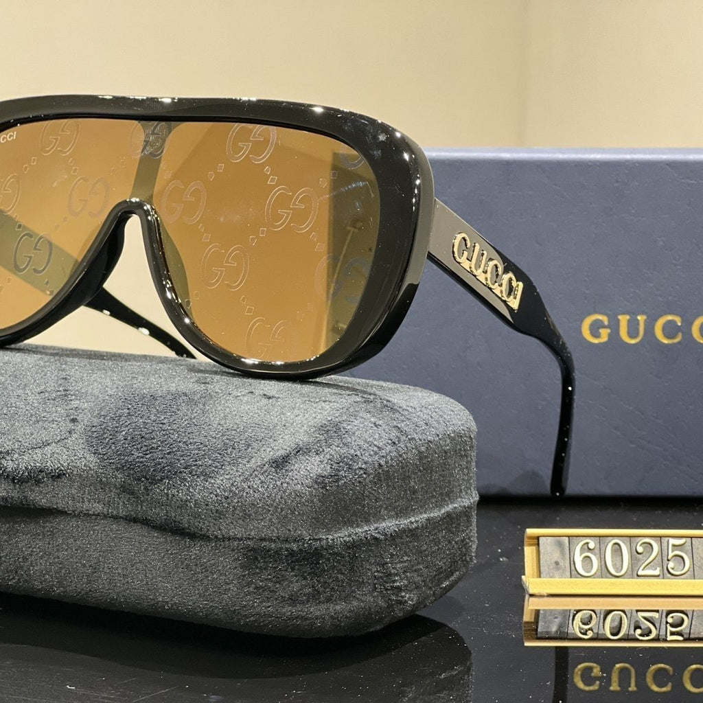 Gucci GG Oversized One-Piece Shield Polarized Sunglasses