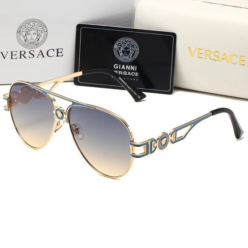 Versace Medusa Double Bridge Aviator Polarized Sunglasses
