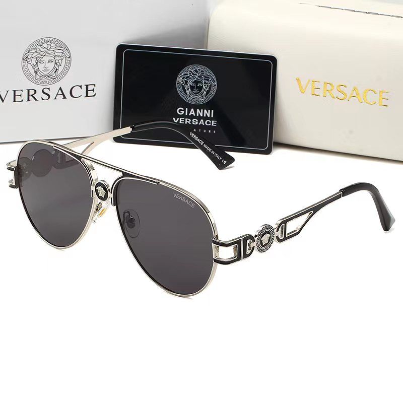 Versace Medusa Double Bridge Aviator Polarized Sunglasses