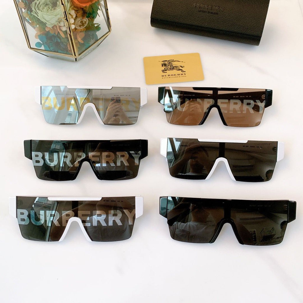 Burberry Logo Oversized Shield Polarized Sunglasses