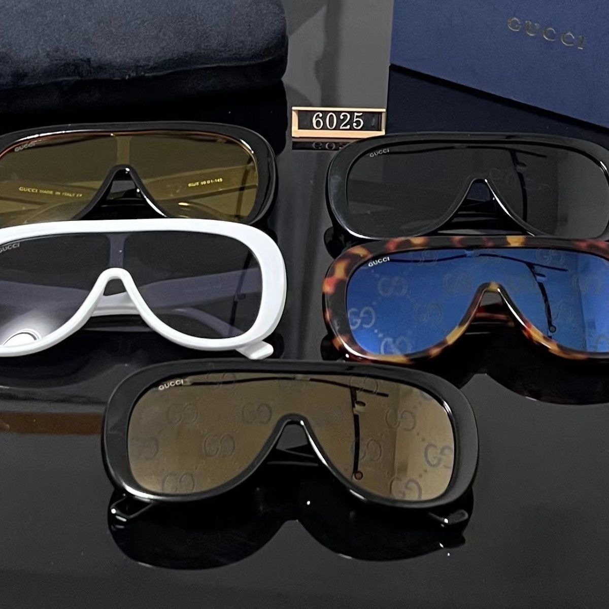 Gucci GG Oversized One-Piece Shield Polarized Sunglasses