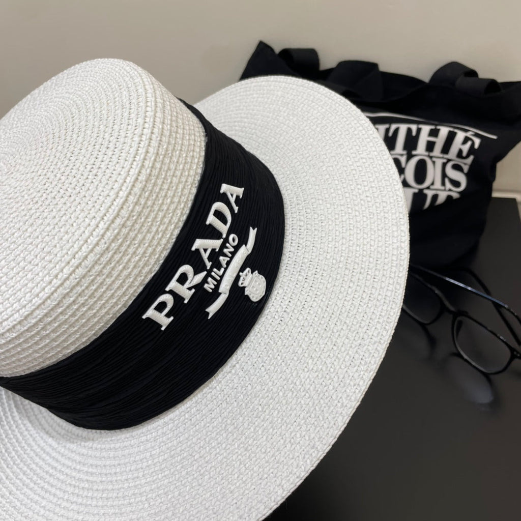 Luxury Prada Raffia Straw Sun Hat for Women