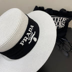 Luxury Prada Raffia Straw Sun Hat for Women