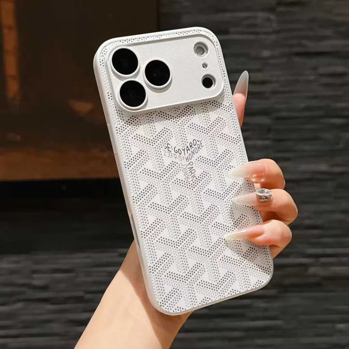 Goyard iPhone 18 Pro Case – Monogram Goyard Vintage Designer Cover Bordeaux Red