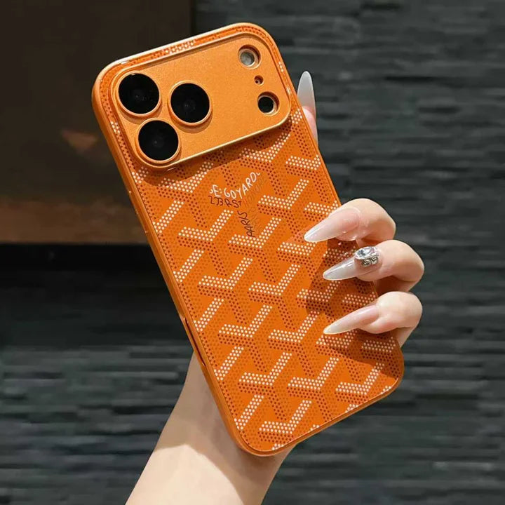 Goyard iPhone 18 Pro Max Case – Monogram Goyard Vintage Designer Cover Bordeaux Red