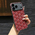 Goyard iPhone 18 Pro Max Case – Monogram Goyard Vintage Designer Cover Bordeaux Red