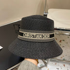 Luxury Christian Dior Straw Sun Hat for Women