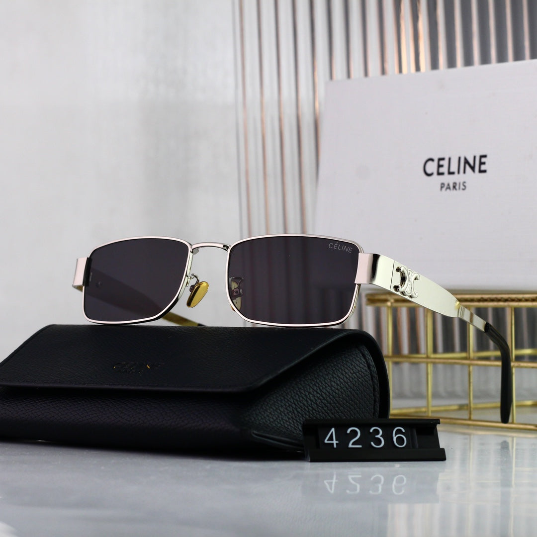 CELINE Triomphe Square Metal Sunglasses | Luxury UV400 Eyewear