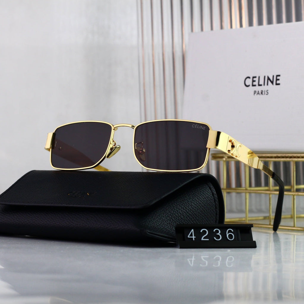 CELINE Triomphe Square Metal Sunglasses | Luxury UV400 Eyewear