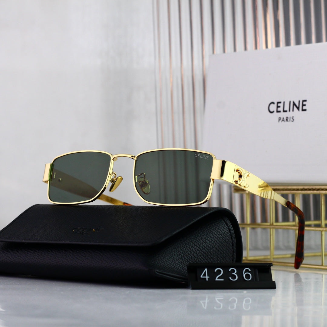 CELINE Triomphe Square Metal Sunglasses | Luxury UV400 Eyewear