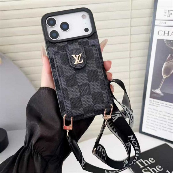 Louis Vuitton iPhone 17 Pro Max Crossbody Card Holder Case – Luxury Designer Cover