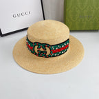 Gucci Double G Woven Raffia Fabric Sun Hat for Women | Luxury Designer Beach Hat
