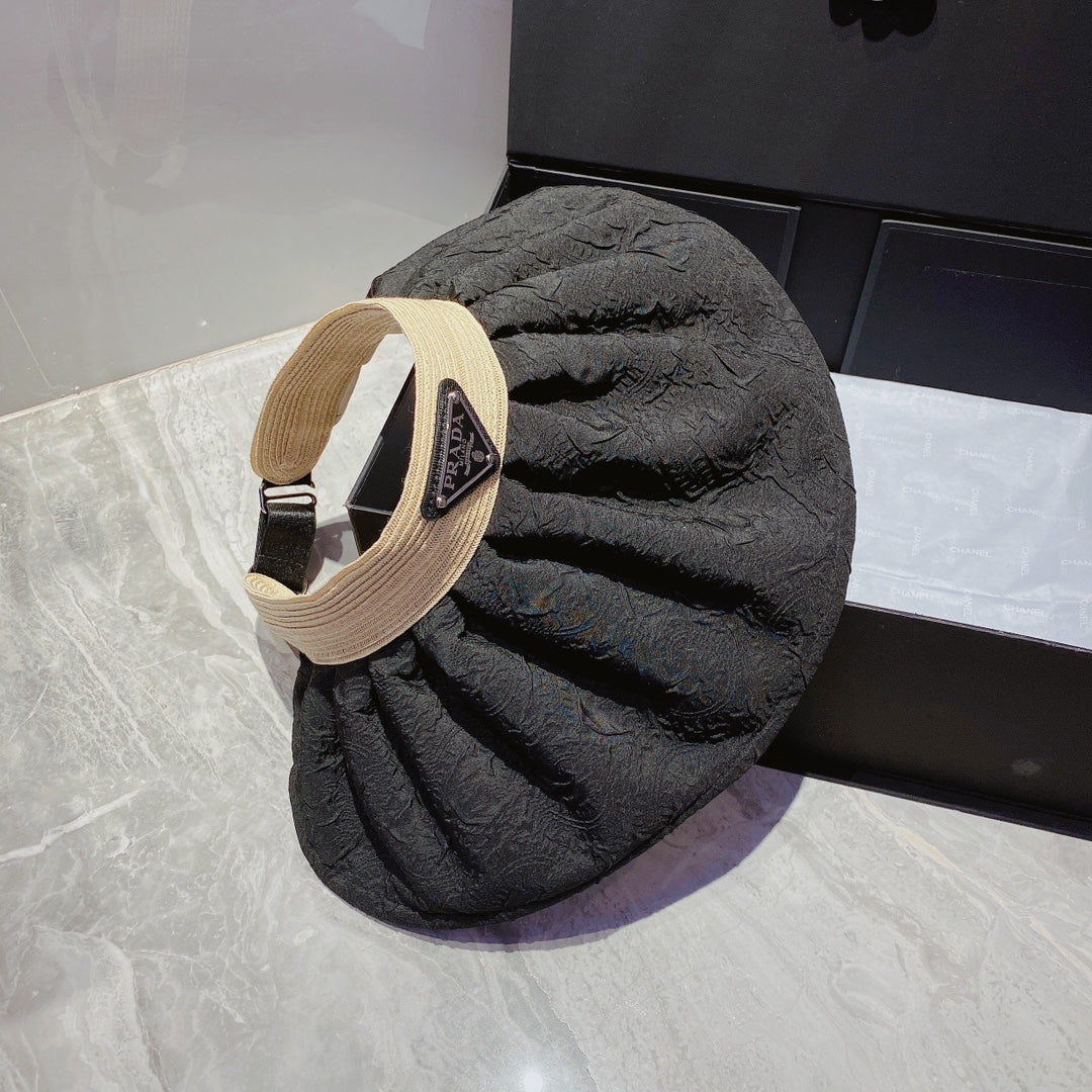Prada Foldable Crinkled Cotton Sun Visor | Luxury Designer Summer Hat