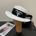 Luxury Prada Raffia Straw Sun Hat for Women