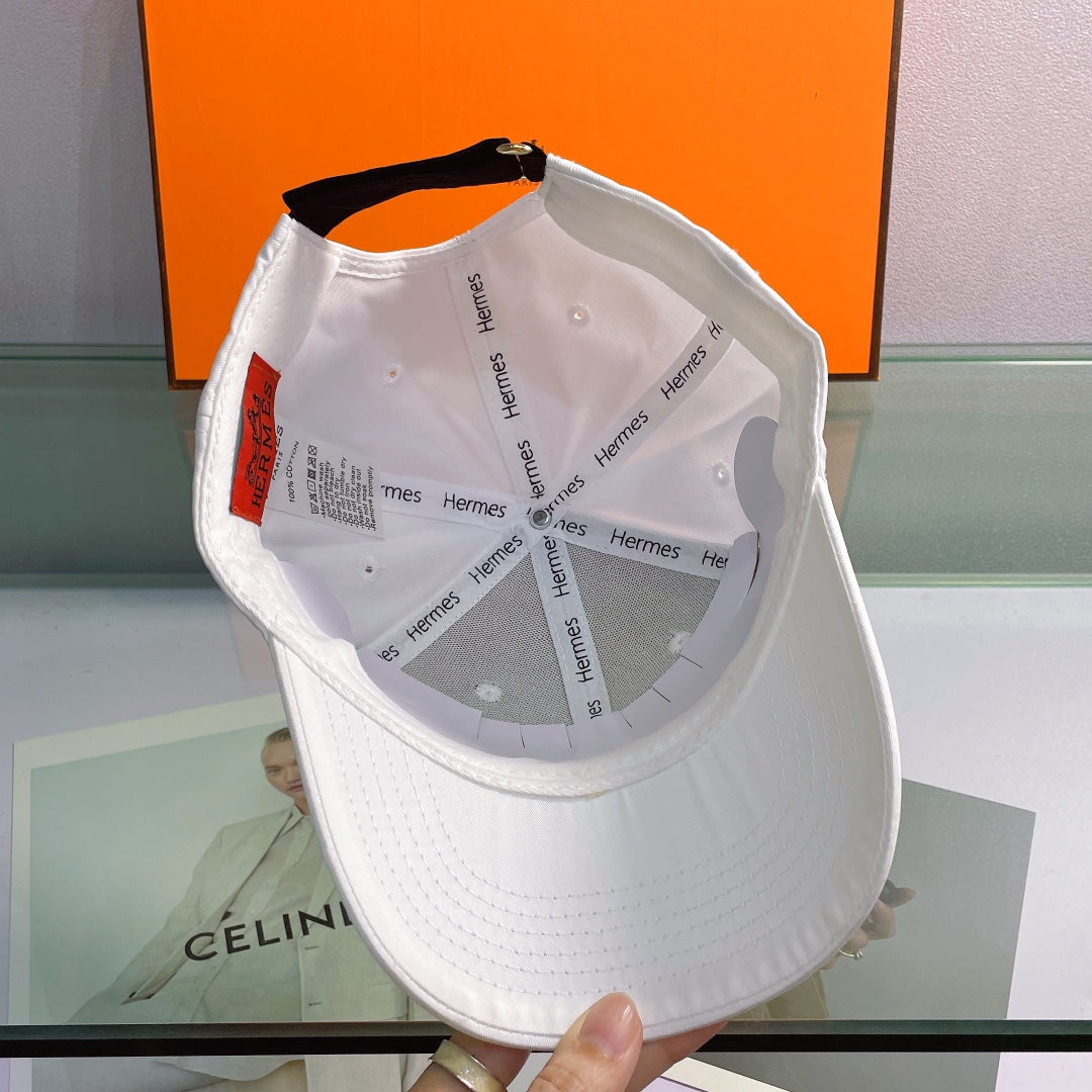 Hermès H Embroidered Cotton Baseball Cap