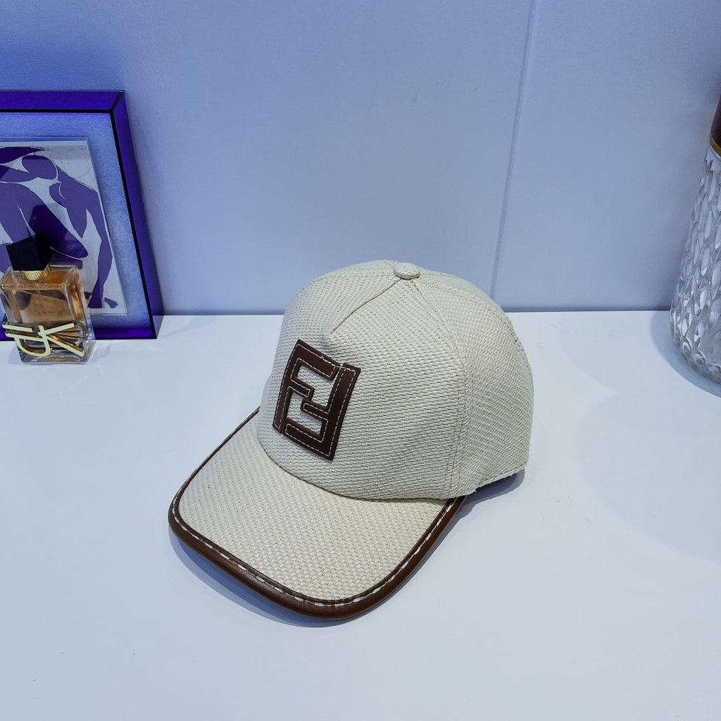 Fendi FF Leather Trim Baseball Cap