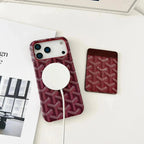Black Goyard iPhone 17 Pro Max MagSafe Case with Cardholder, Goyard Pattern - NUVALOVA