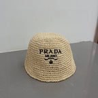 Luxury Prada Raffia Straw Sun Hat for Women