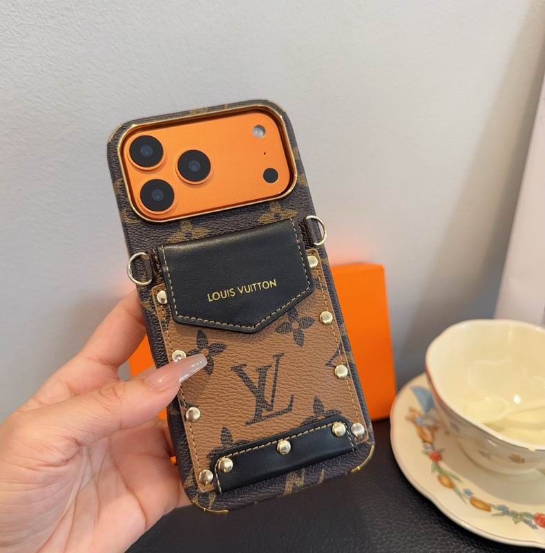 Louis Vuitton iPhone 18 Pro Case Crossbody – LV Strap Wallet Cover Black