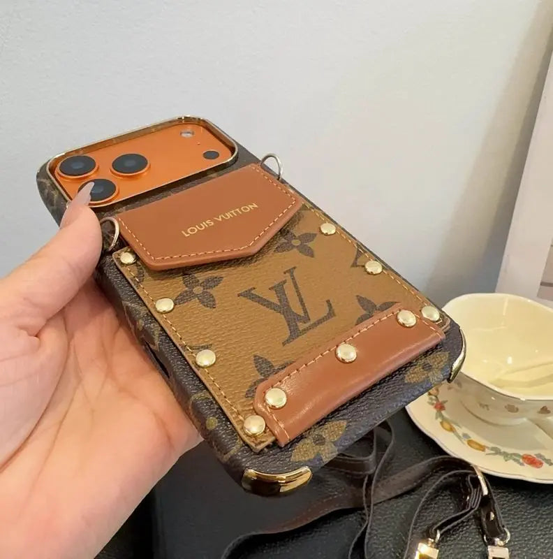 Louis Vuitton iPhone 18 Pro Max Case Crossbody – LV Strap Wallet Cover Black