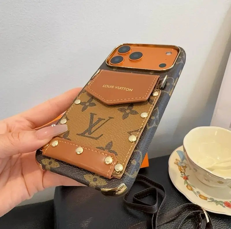 Louis Vuitton iPhone 18 Pro Max Case Crossbody – LV Strap Wallet Cover Black