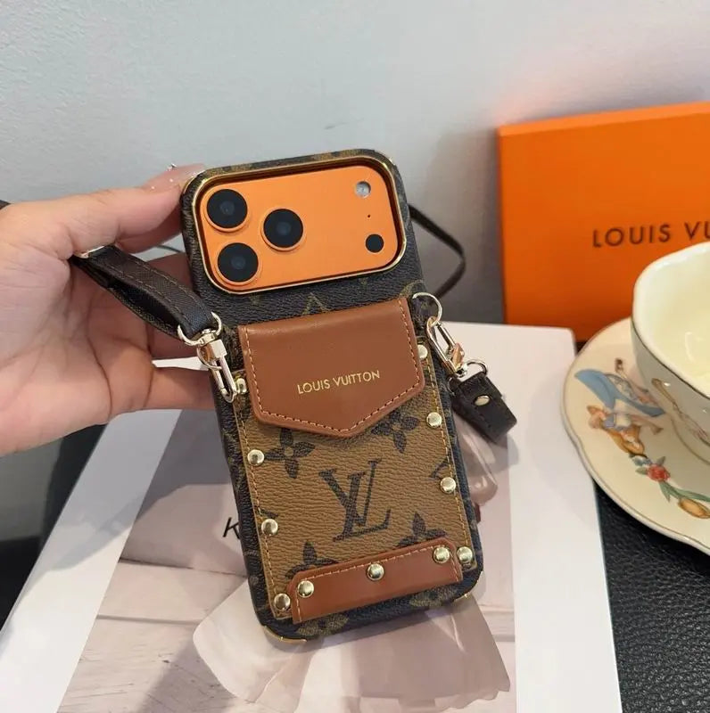 Louis Vuitton iPhone 18 Pro Max Case Crossbody – LV Strap Wallet Cover Black
