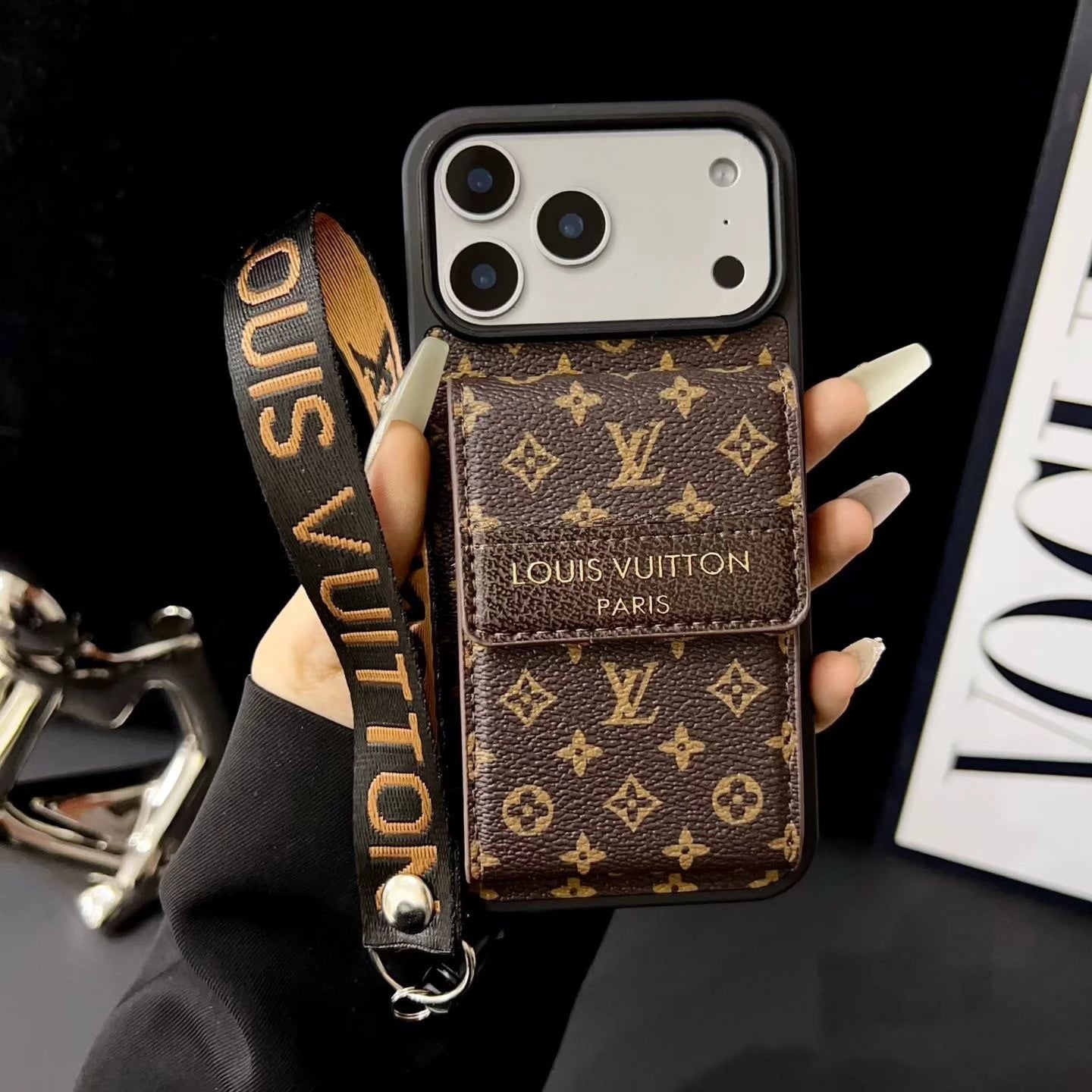 Louis Vuitton iPhone 17 Pro Max Wallet Case With Strap - Small Monogram Leather