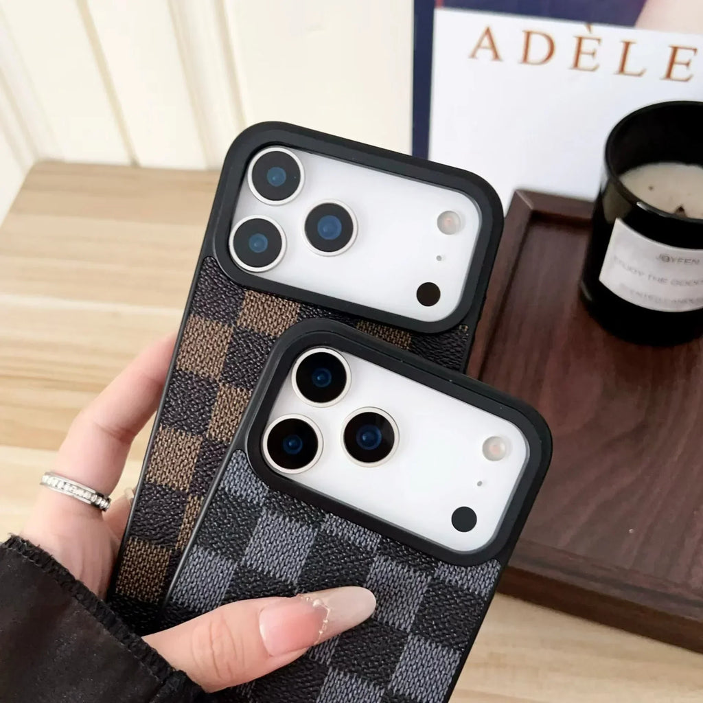 Louis Vuitton iPhone 18 Pro Max Case – Dark Classic Monogram & Damier Leather