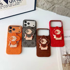 Louis Vuitton iPhone 18 Pro Case MagSafe Leather with Flower Grip – Red