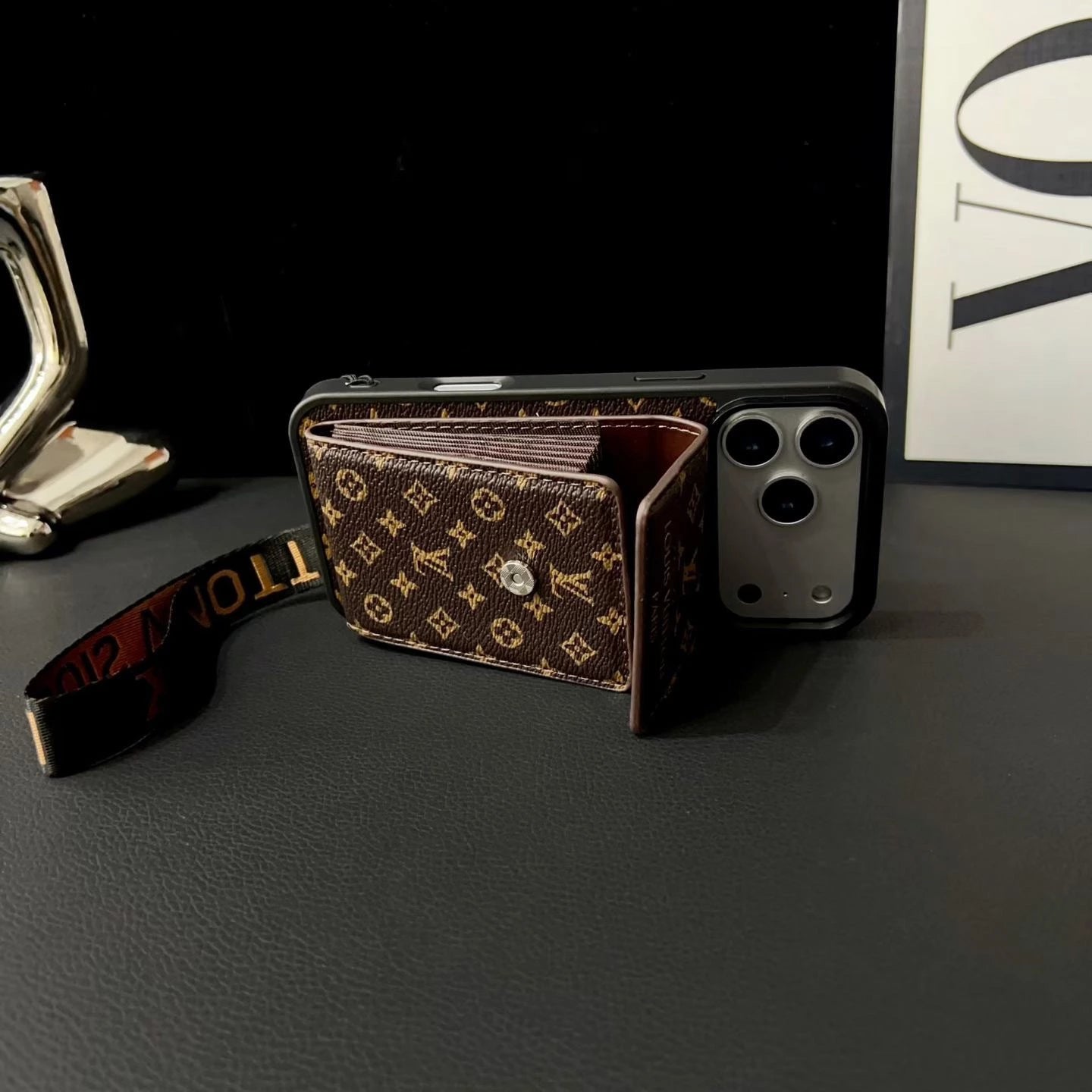 Louis Vuitton iPhone 17 Pro Max Wallet Case With Strap - Small Monogram Leather