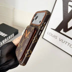 Louis Vuitton iPhone 18 Pro Case with Cardholder – Monogram Black – Gray Leather