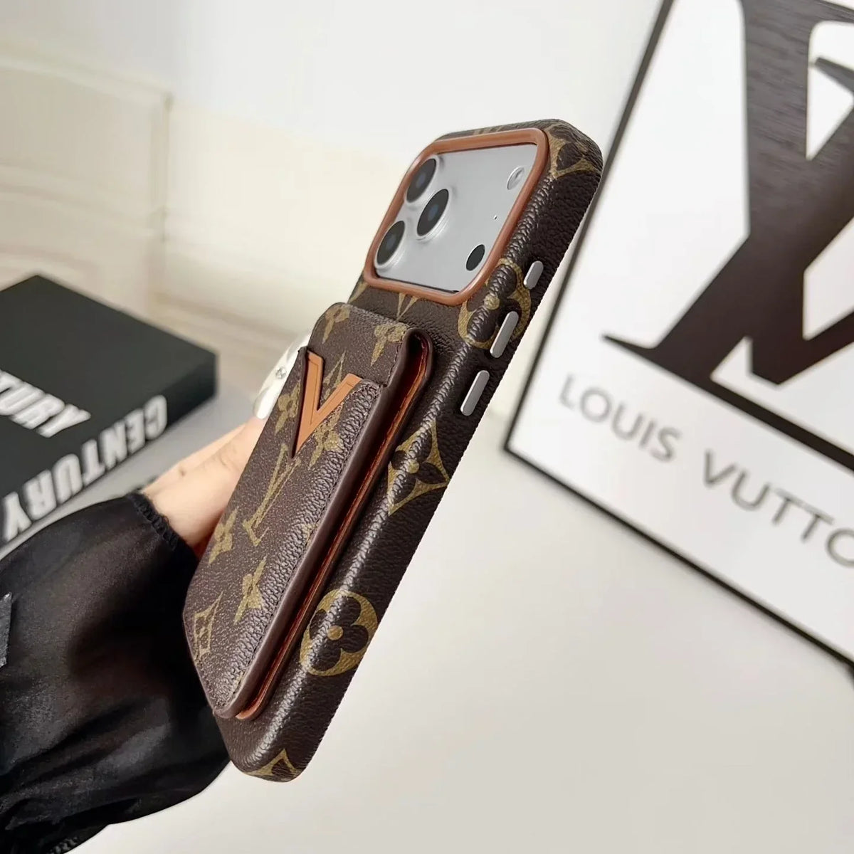 Louis Vuitton iPhone 18 Pro Max Case with Cardholder – Denim Blue Monogram Leather