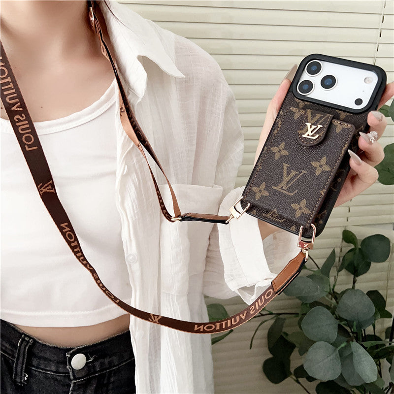 Louis Vuitton iPhone 17 Pro Max Crossbody Card Holder Case – Luxury Designer Cover