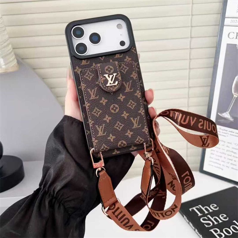 Louis Vuitton iPhone 17 Pro Max Crossbody Card Holder Case – Luxury Designer Cover