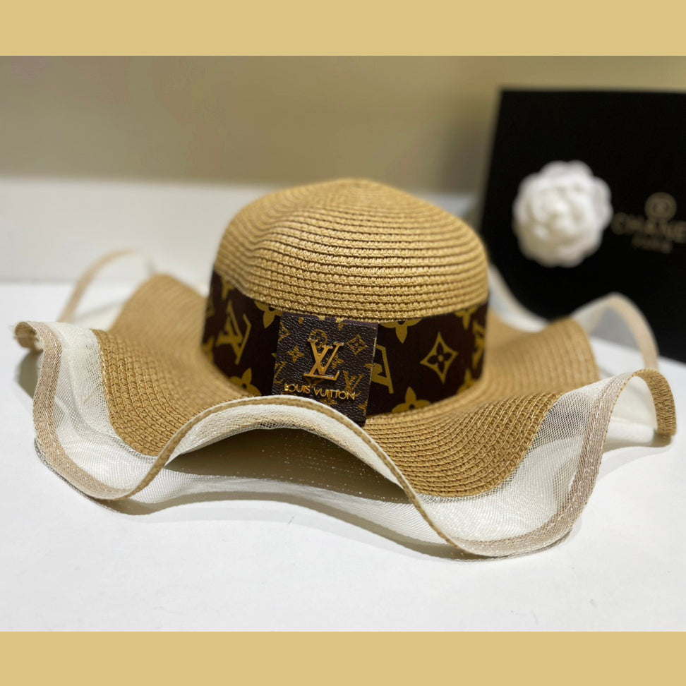 Louis Vuitton Monogram Mesh Splicing Big Brim Sun Hat