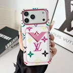 Louis Vuitton iPhone 18 Pro Max Case with Cardholder – Brown Monogram Red Trim Leather