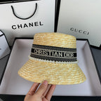 Dior Pearl Web Straw Bucket Hat