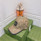 Gucci Leather Trim Baseball Cap