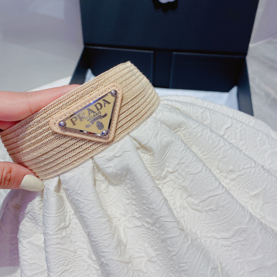 Prada Foldable Crinkled Cotton Sun Visor | Luxury Designer Summer Hat