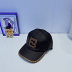 Fendi FF Leather Trim Baseball Cap